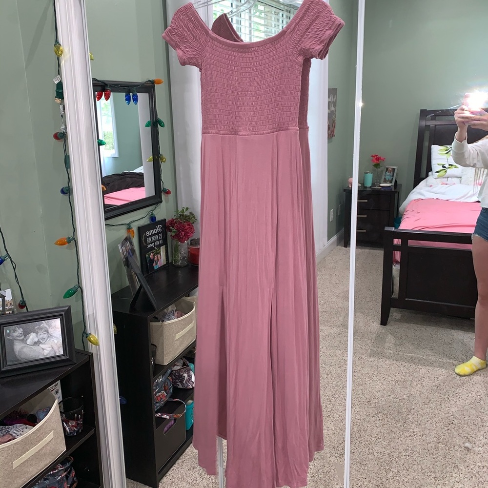 Long pink dress w/ slits in the front :)